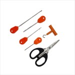 Set of 6 pieces for fishing, Regal Fish, complete kit, hooks, drill, scissors, knot puller, orange color